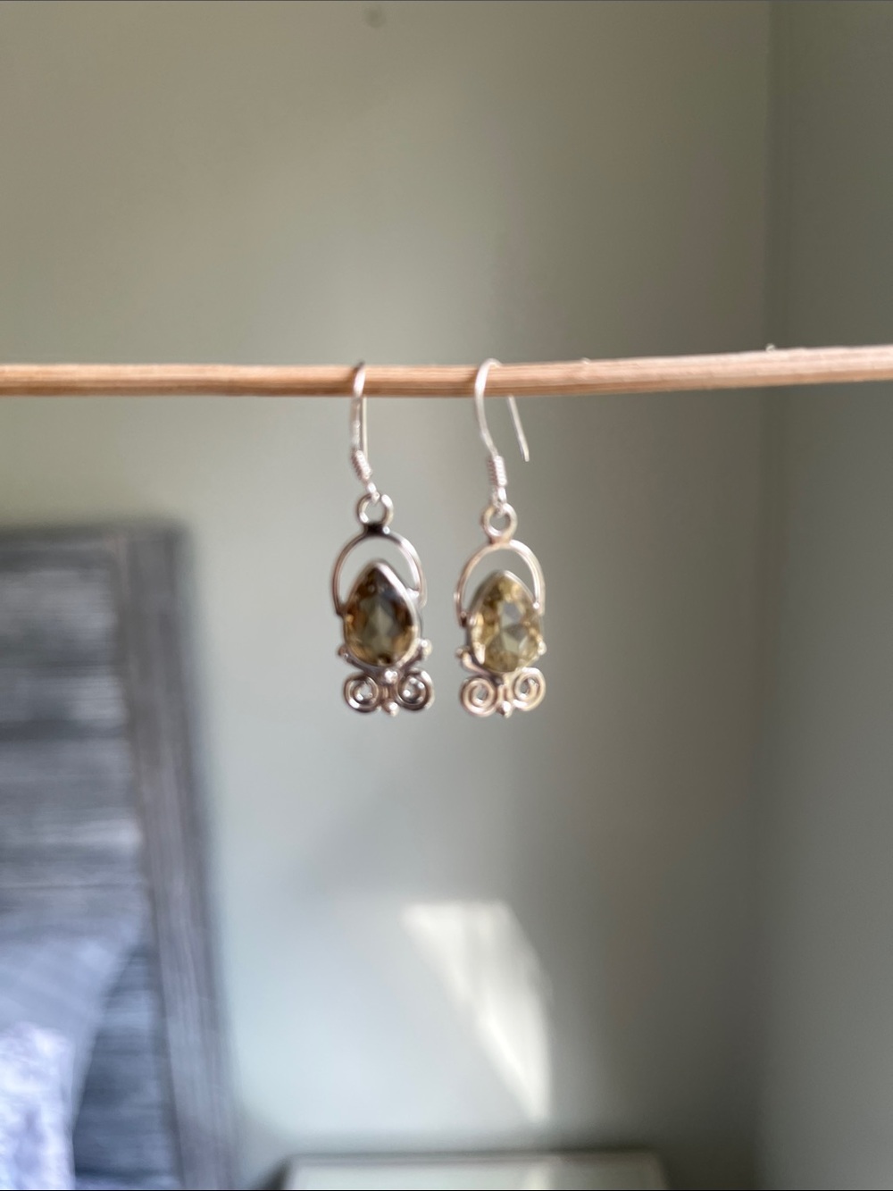 Sterling Silver Lemon Quartz Drop Earrings - Picture 3 of 4